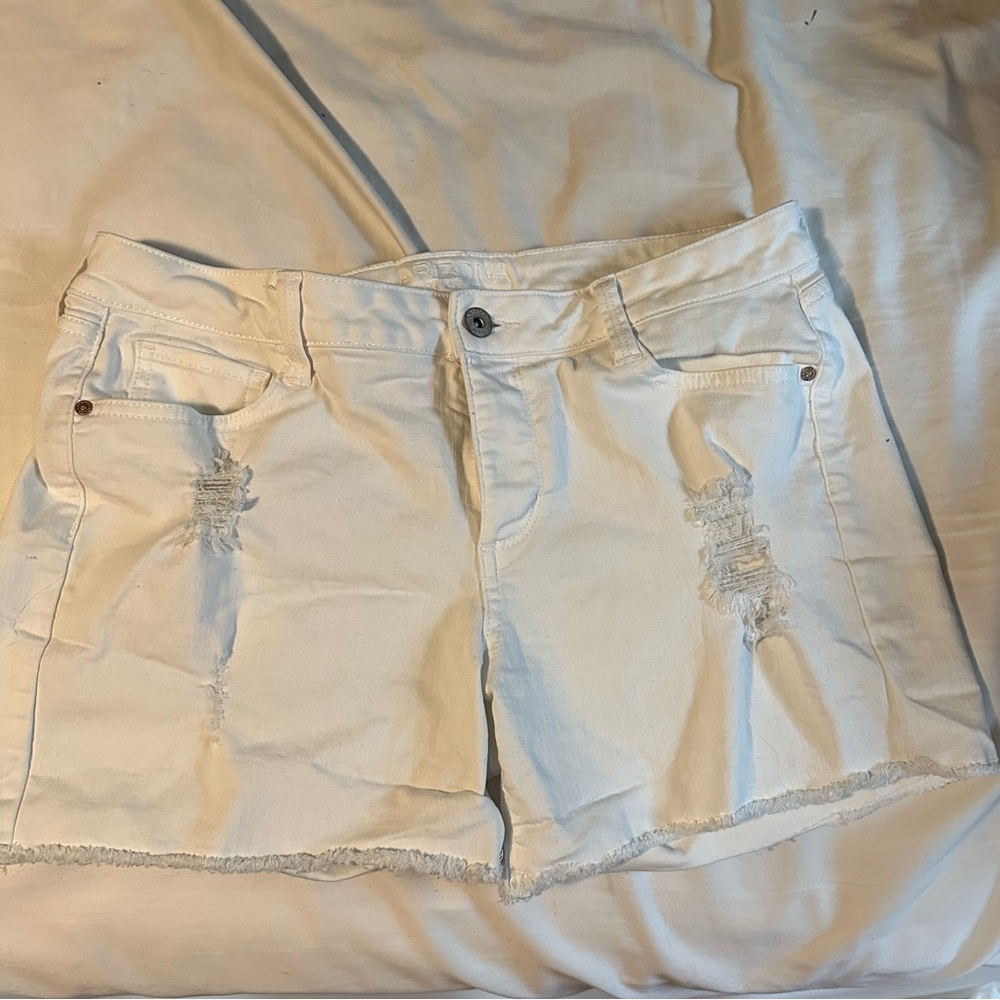 Juniors Arizona White Ripped Jean Shorts